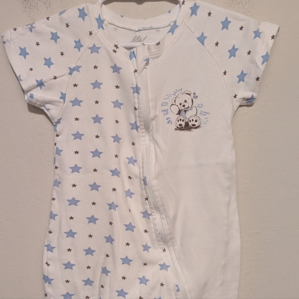M&L Star Teddy Bear Onesie Size 6 To 9 Months
